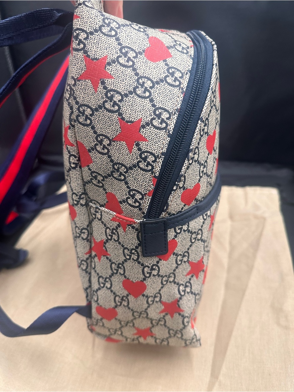 Inspooooo Red Heart & Star GG Canvas Backpack - Navy Trim - Picture 5 of 11